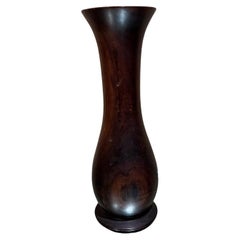 Vintage 1970s Modernist Turned Wood Vase Palisander 