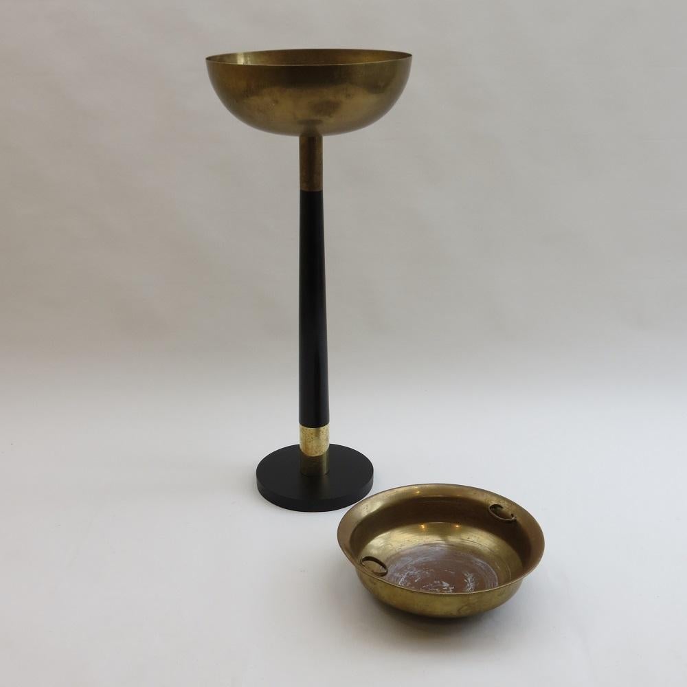 1970s Modernist Vintage Portable Baptismal Brass Font Pedestal Planter
