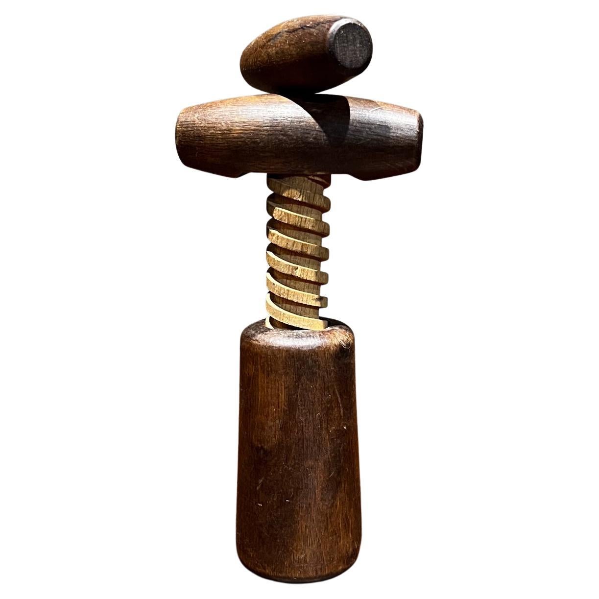 1970s Exotic Wood Wine Bottle Opener & Closer Mexico For Sale