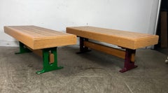 1970s Modernist Wood and Cast Iron Architectural Garden, Gallery Benches