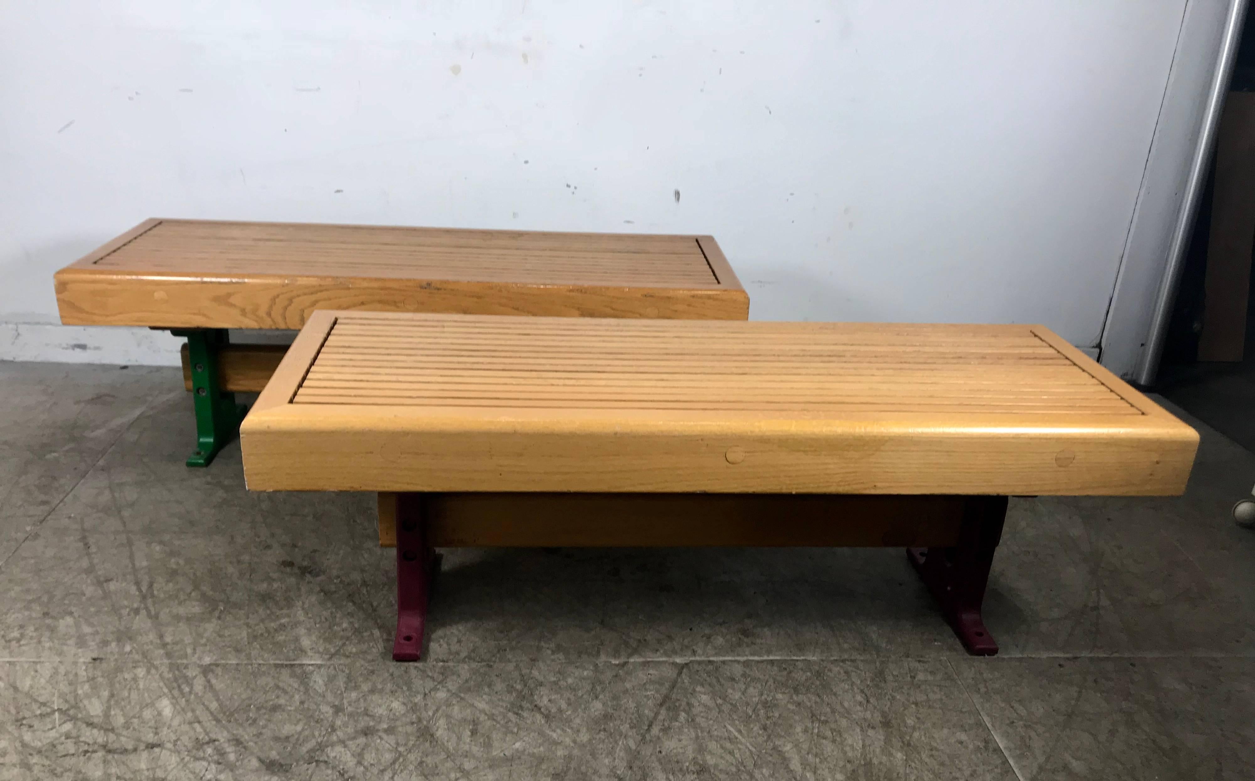 1970s Modernist Wood and Cast Iron Architectural Garden, Gallery Benches 1