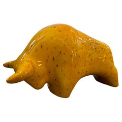 1970s Modernist Yellow Fat Lava Ceramic Bull by Otto Keramik