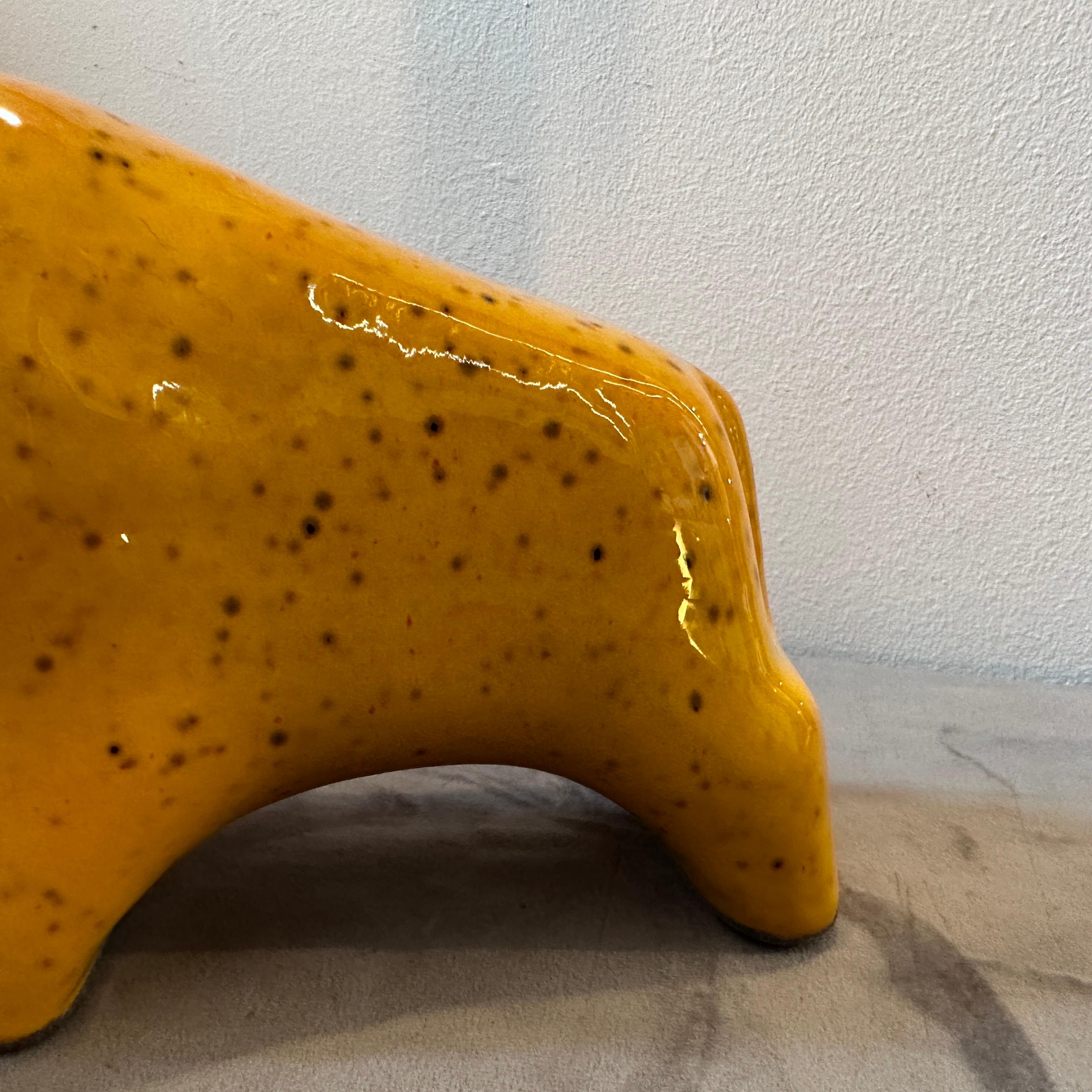 Mid-Century Modern 1970s Modernist Yellow Fat Lava Ceramic Bull by Otto Keramik