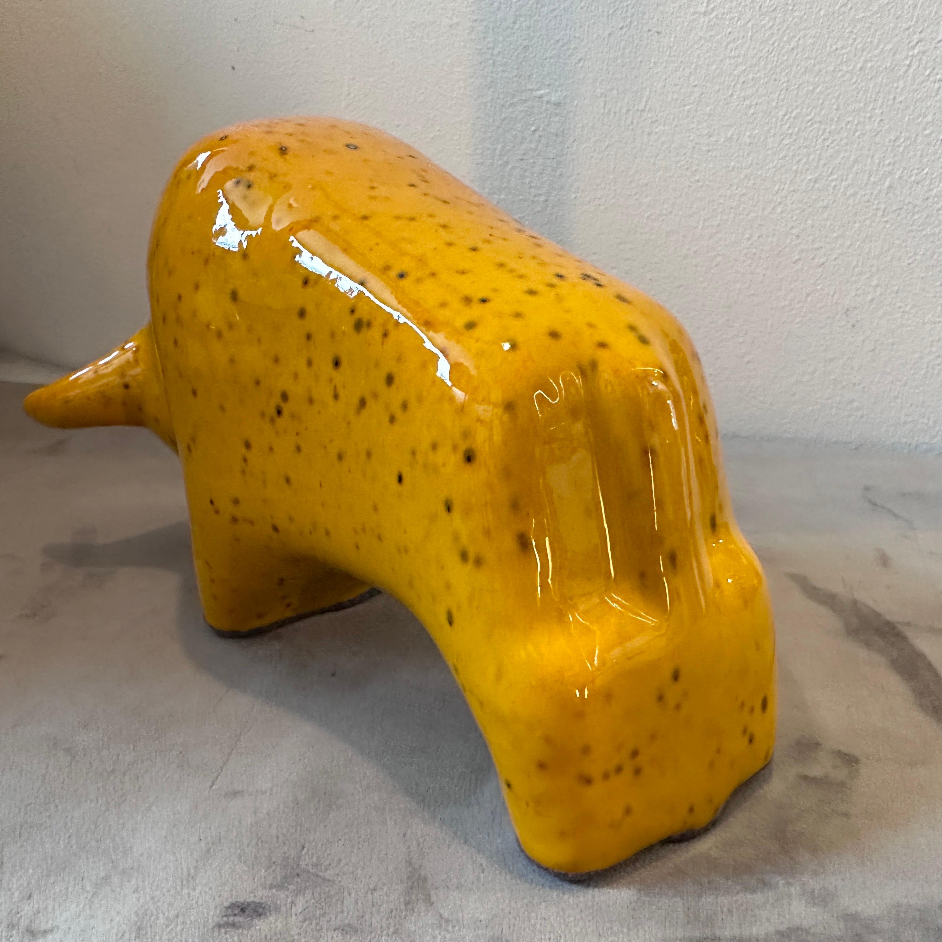 20th Century 1970s Modernist Yellow Fat Lava Ceramic Bull by Otto Keramik