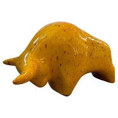 1970s Modernist Yellow Fat Lava Ceramic Bull by Otto Keramik