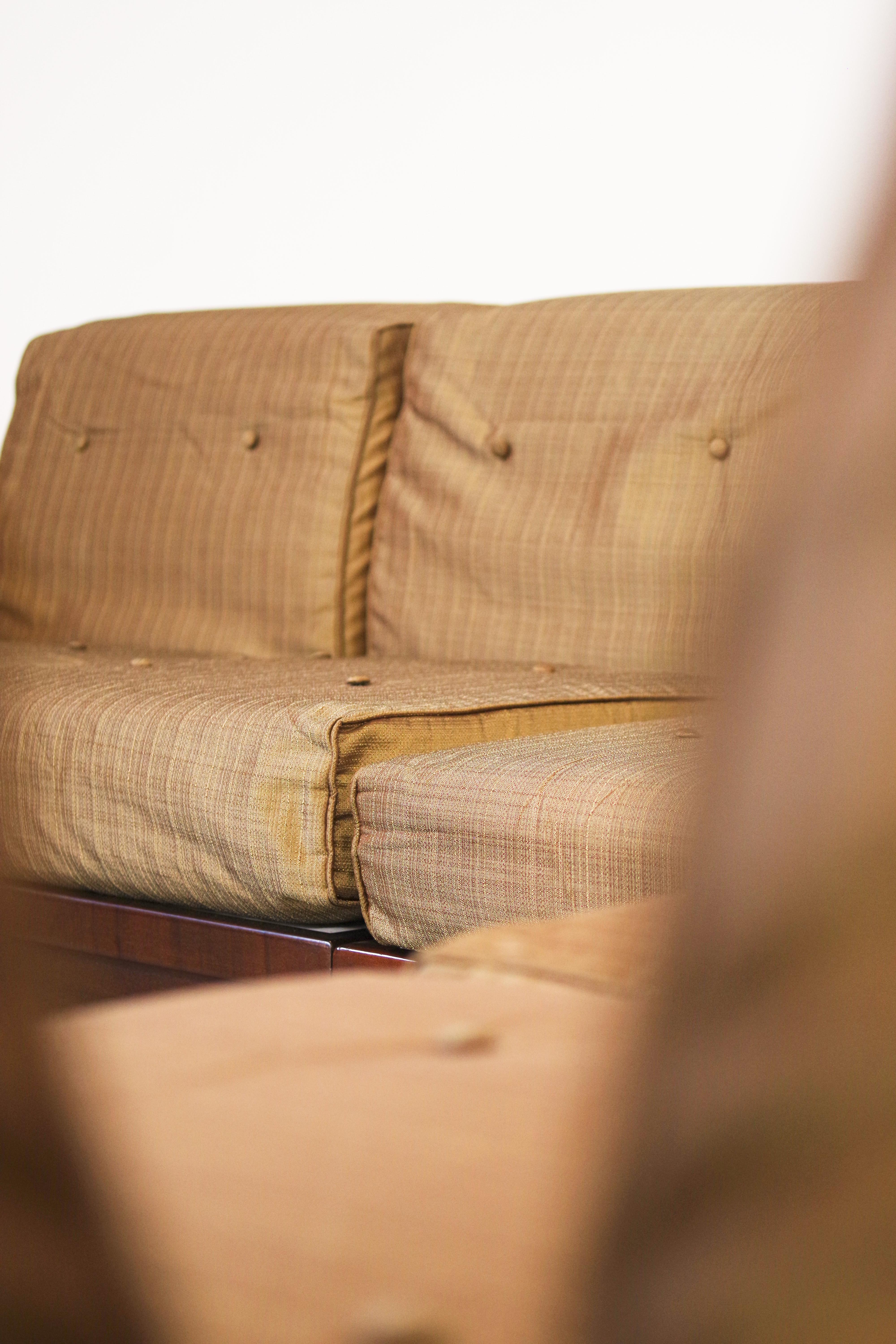 1970s Modular Beechwood Sofa by Frigerio - Original Fabric Upholstery, Set of 6 For Sale 4