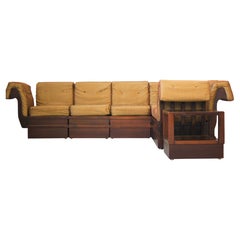 1970s Modular Beechwood Sofa by Frigerio – Original Fabric Upholstery, Set of 6