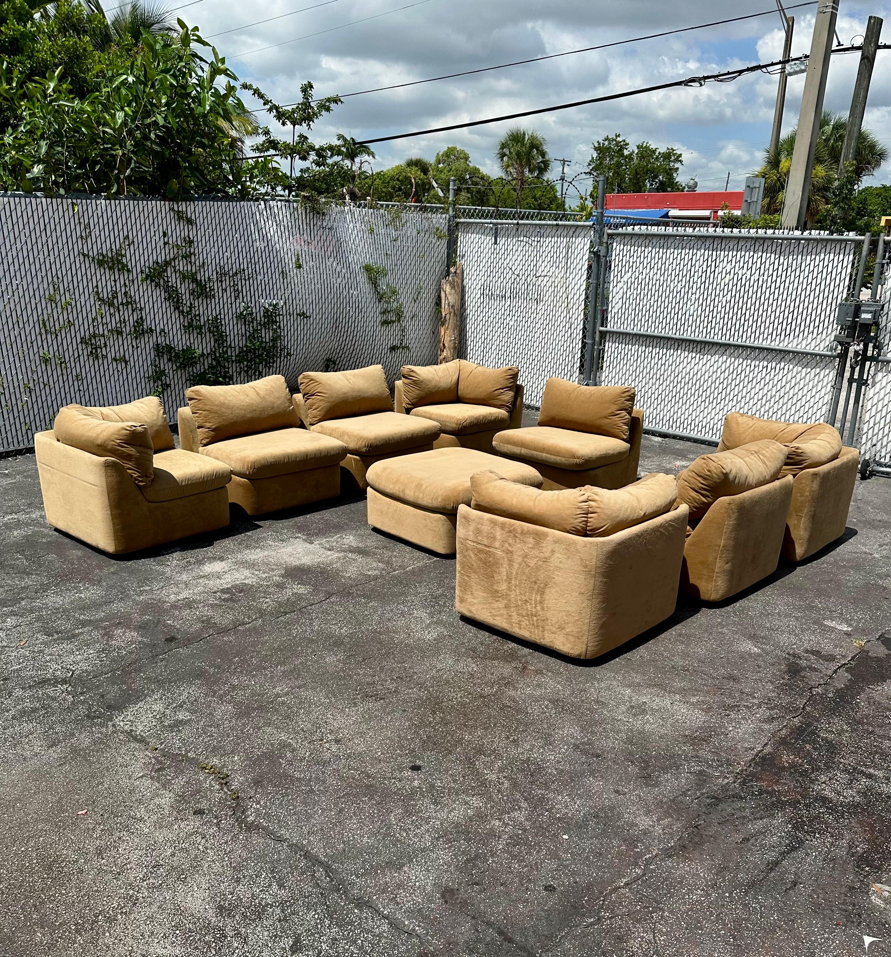 1970s Modular Camel Beige Immaculate Mohair Milo Baughman Sectional, Set of 9 For Sale 2