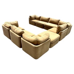1970s Modular Camel Beige Immaculate Mohair Milo Baughman Sectional, Set of 9