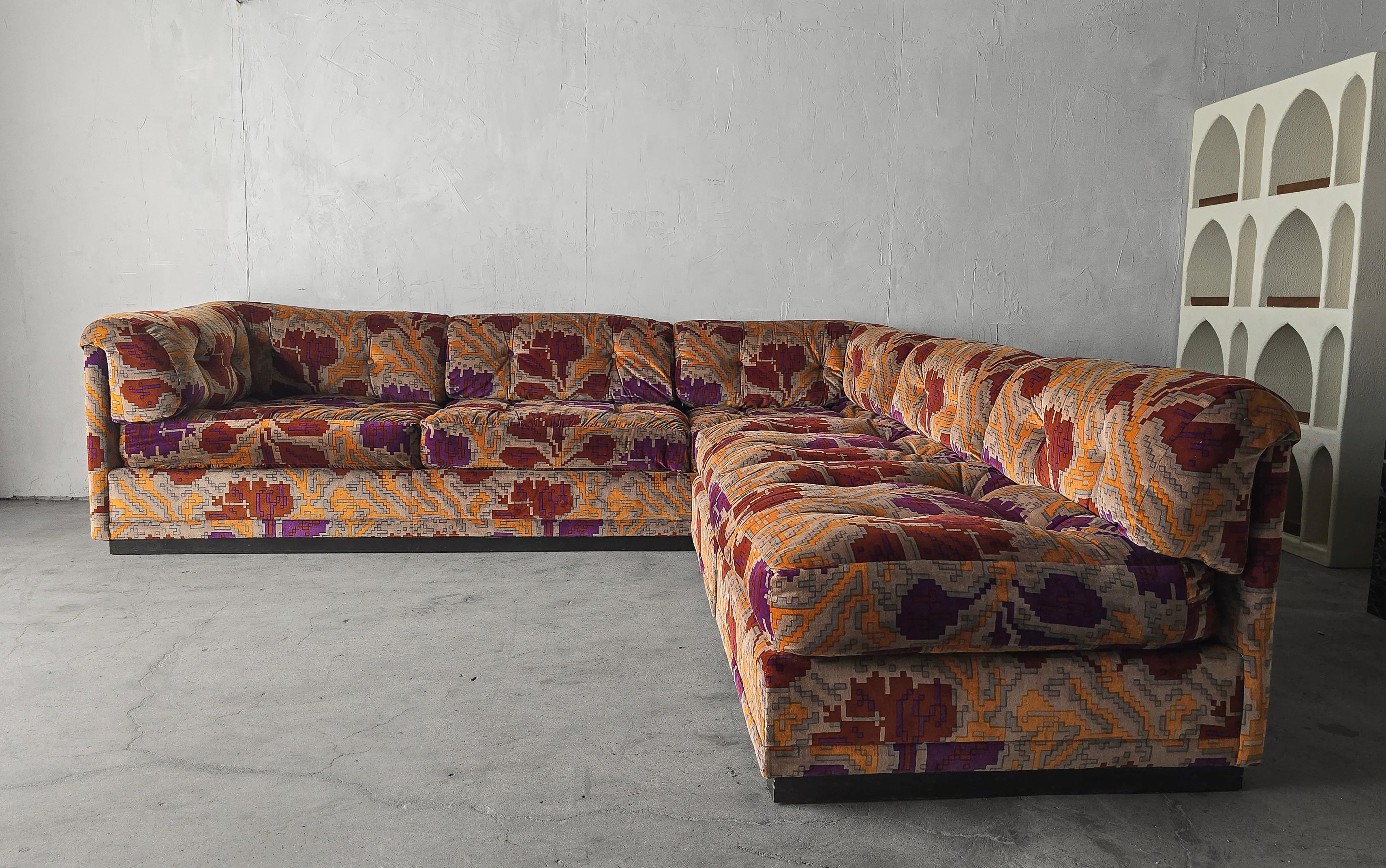Mid-Century Modern 1970's Modular Sectional Sofa by Directional For Sale