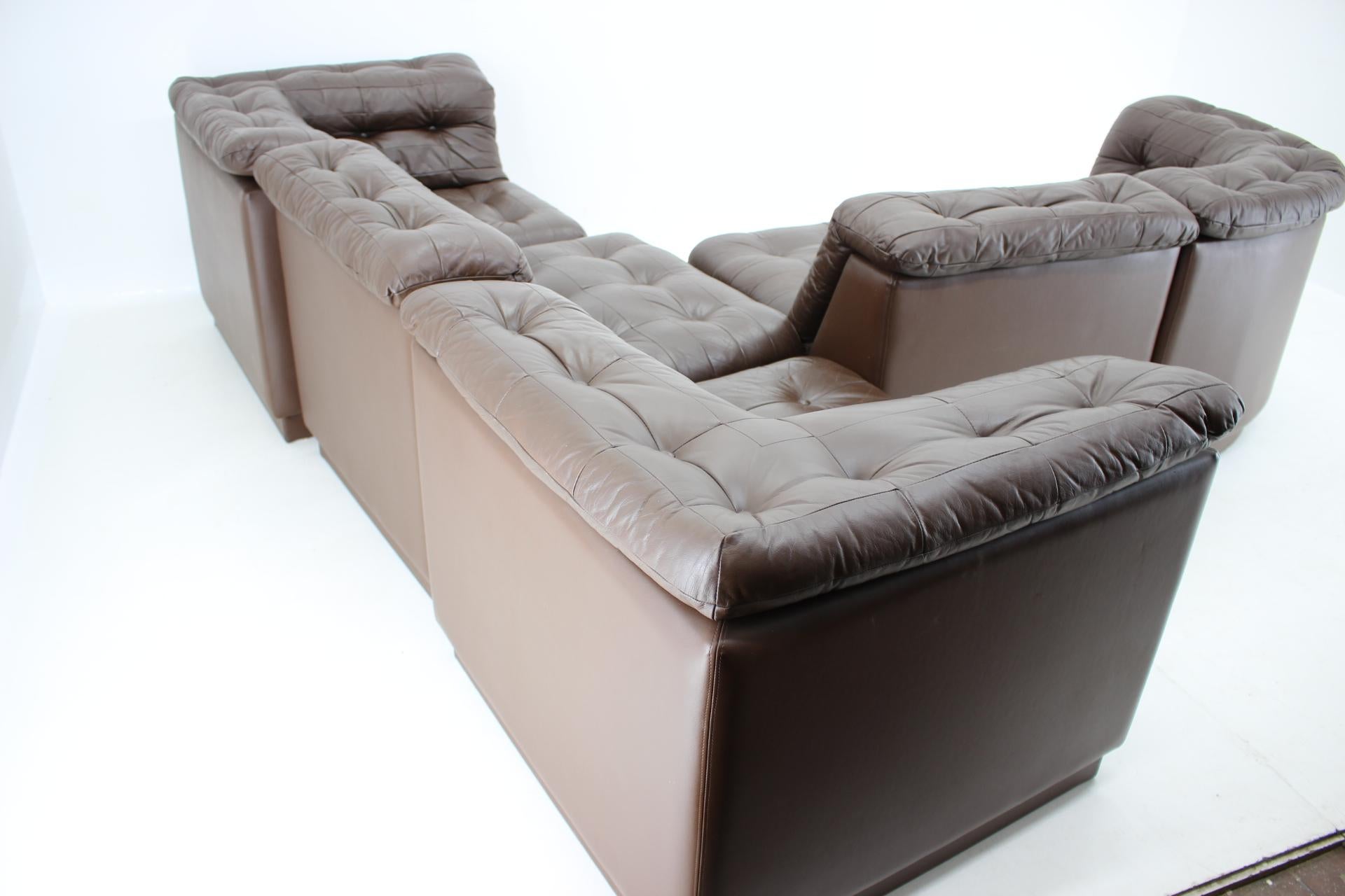 1970s Modular Sofa in Brown Leather, Germany 4