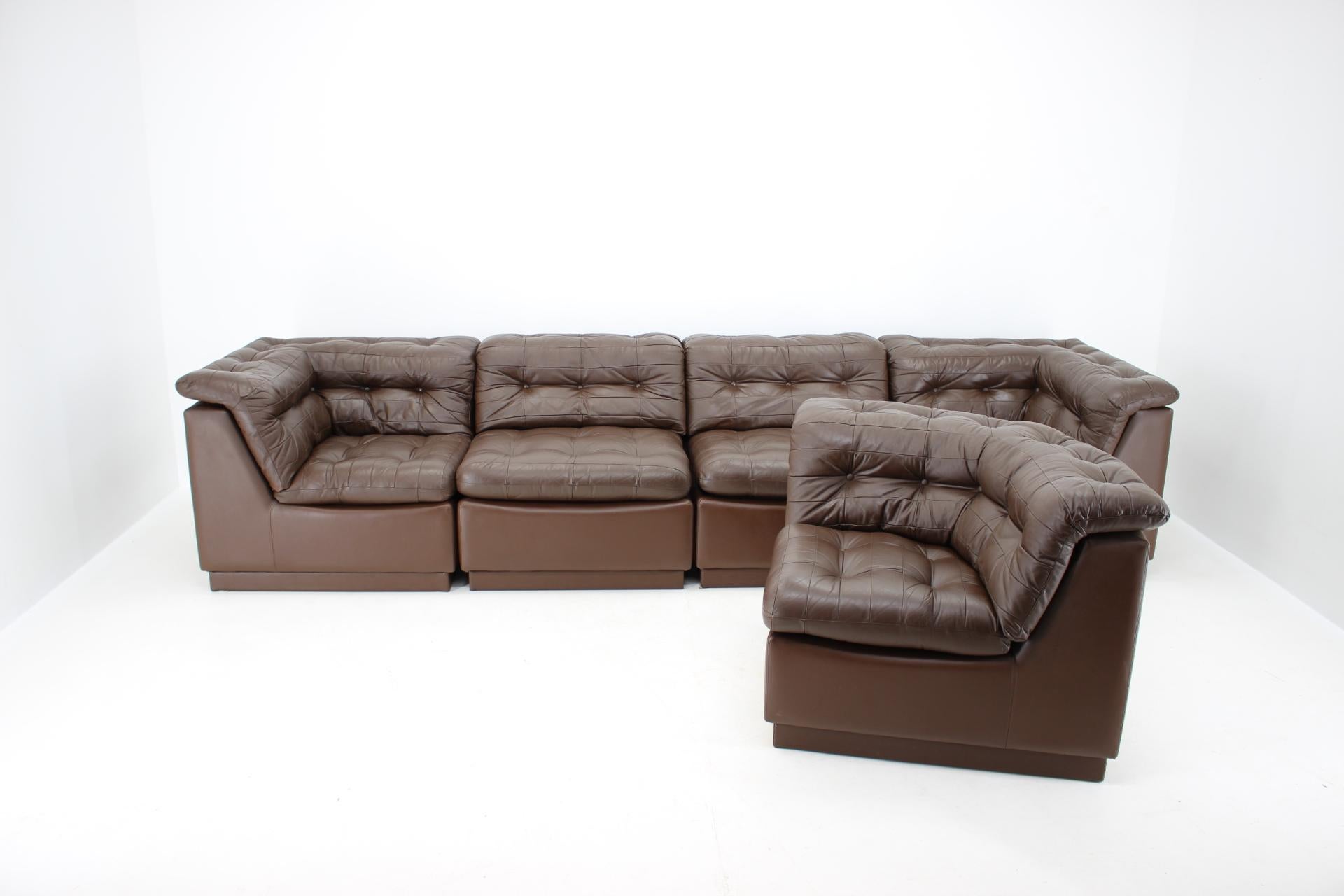 Mid-Century Modern 1970s Modular Sofa in Brown Leather, Germany