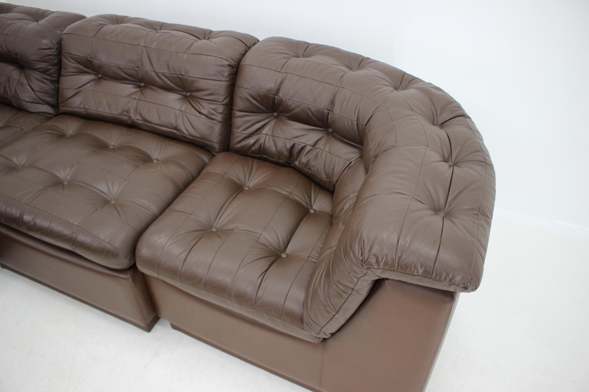 1970s Modular Sofa in Brown Leather, Germany 1