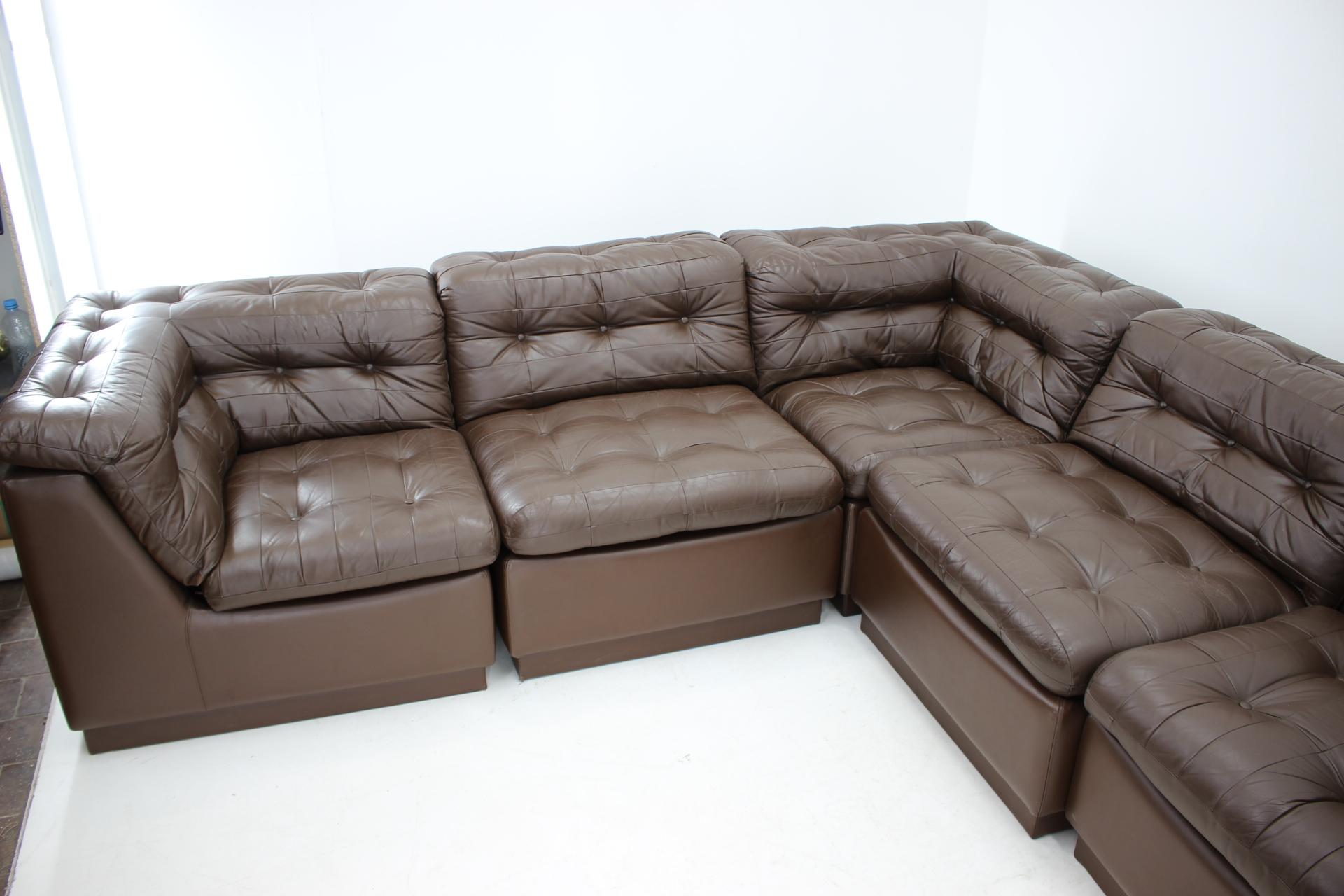 1970s Modular Sofa in Brown Leather, Germany 2