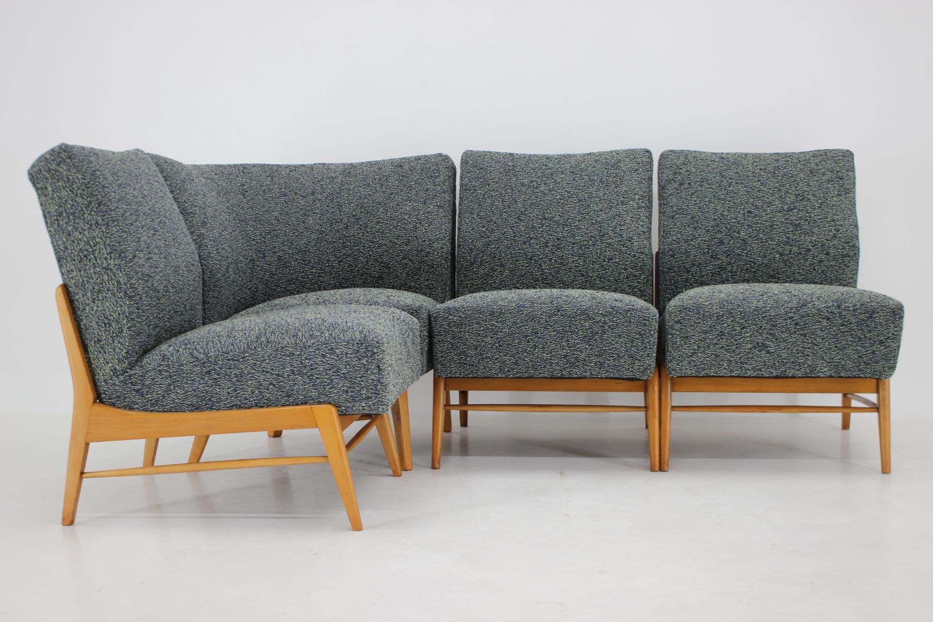 - Newly Upholstered In quality 100% recycled KIRGBY fabric named SPIRAL
- Wooden parts have been refurbished.
