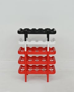 1970s Modular Stacking Red-Black-White Colorway Wine Rack by Kartell