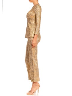 Mollie Parnis Metallic Rayon/Lurex Jersey Fab Hostess Hosenanzug mit Pailletten, 1970er Jahre