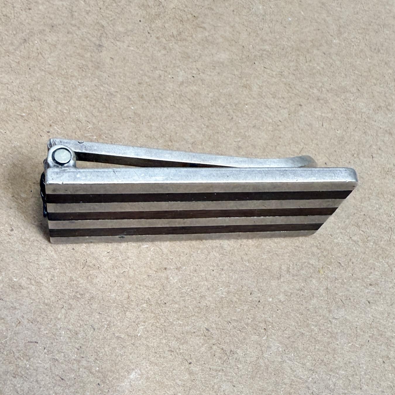 Fermasoldi anni '70 in ebano e argento sterling a righe In condizioni buone in vendita a Chula Vista, CA