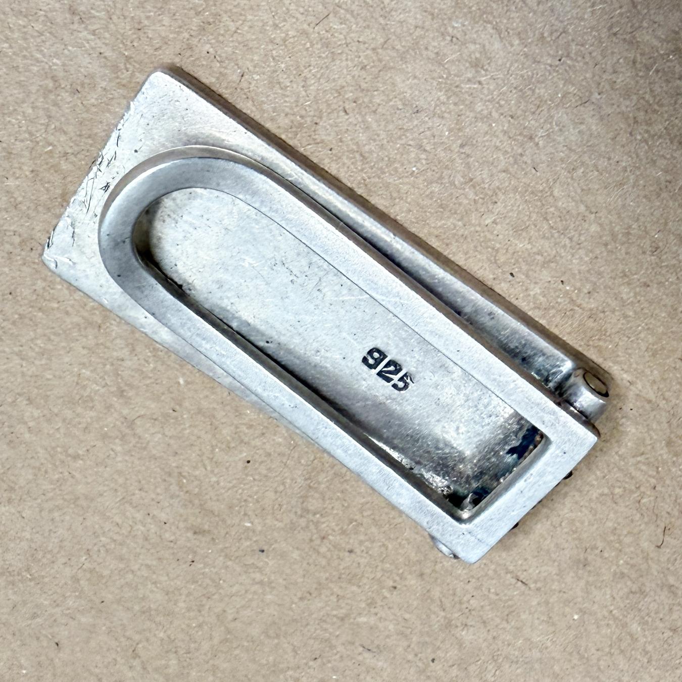 XX secolo Fermasoldi anni '70 in ebano e argento sterling a righe in vendita