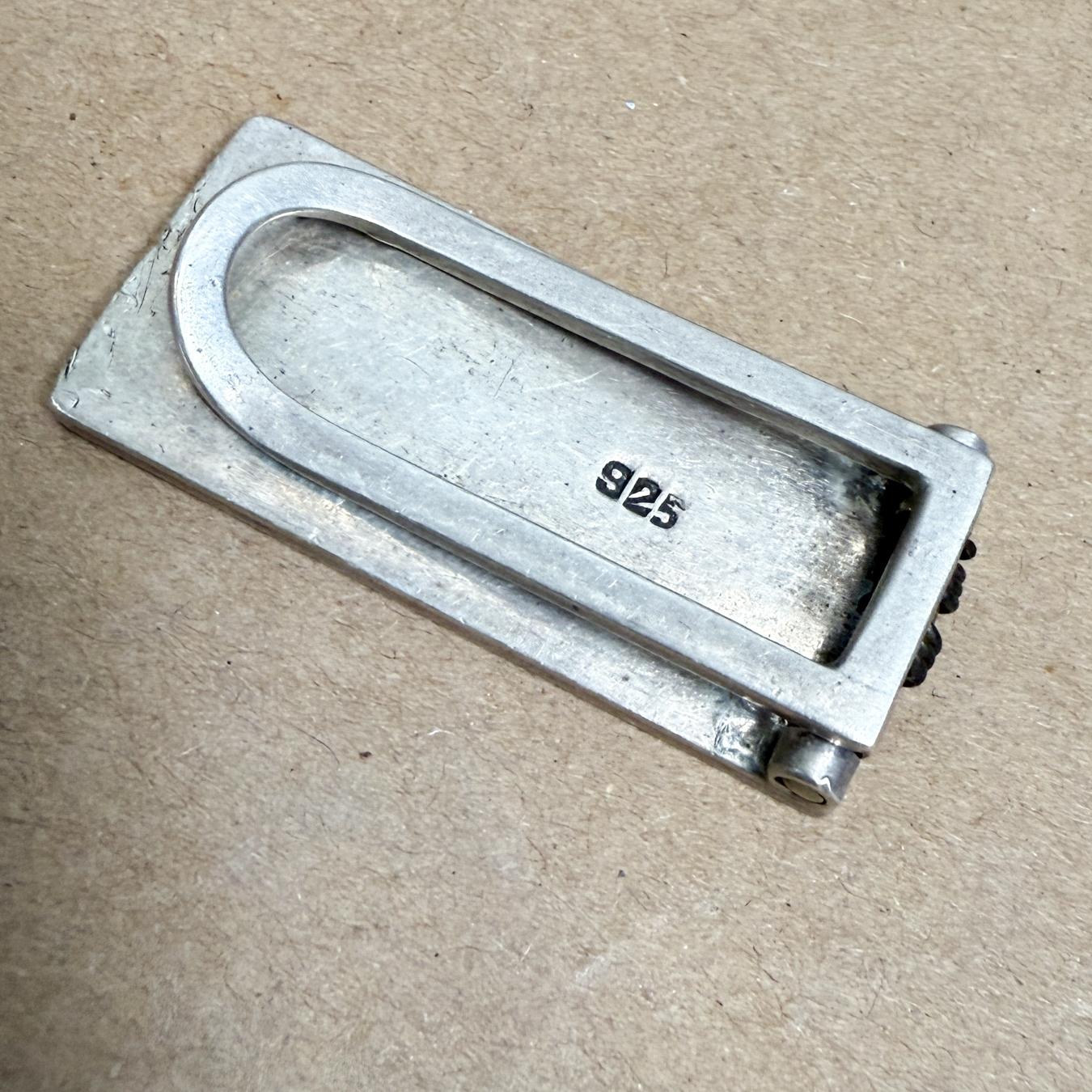 Argento 925 Fermasoldi anni '70 in ebano e argento sterling a righe in vendita