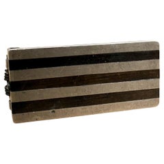 1970s Money Clip Ebony and Sterling Silver Stripe