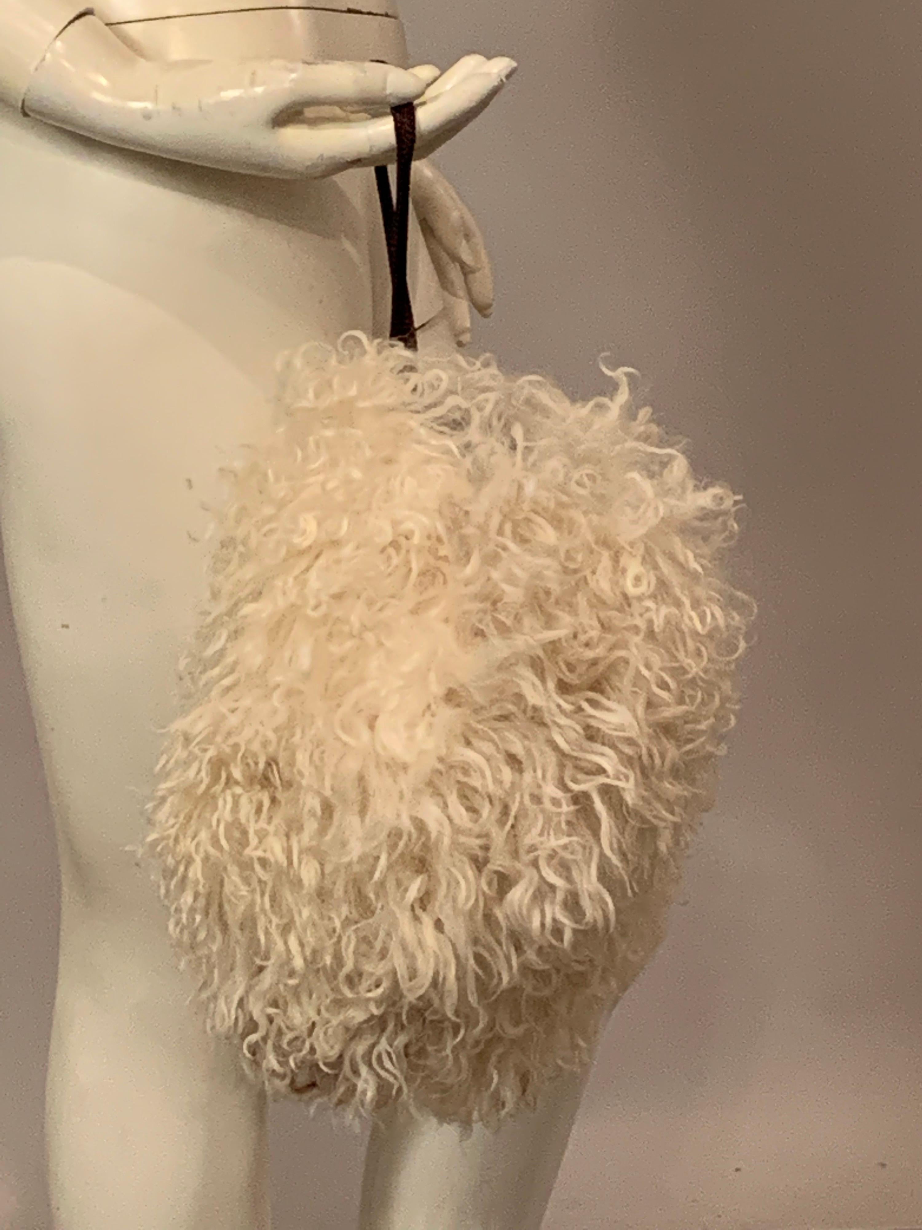 Beige 1970's Mongolian Curly Lamb Muff For Sale