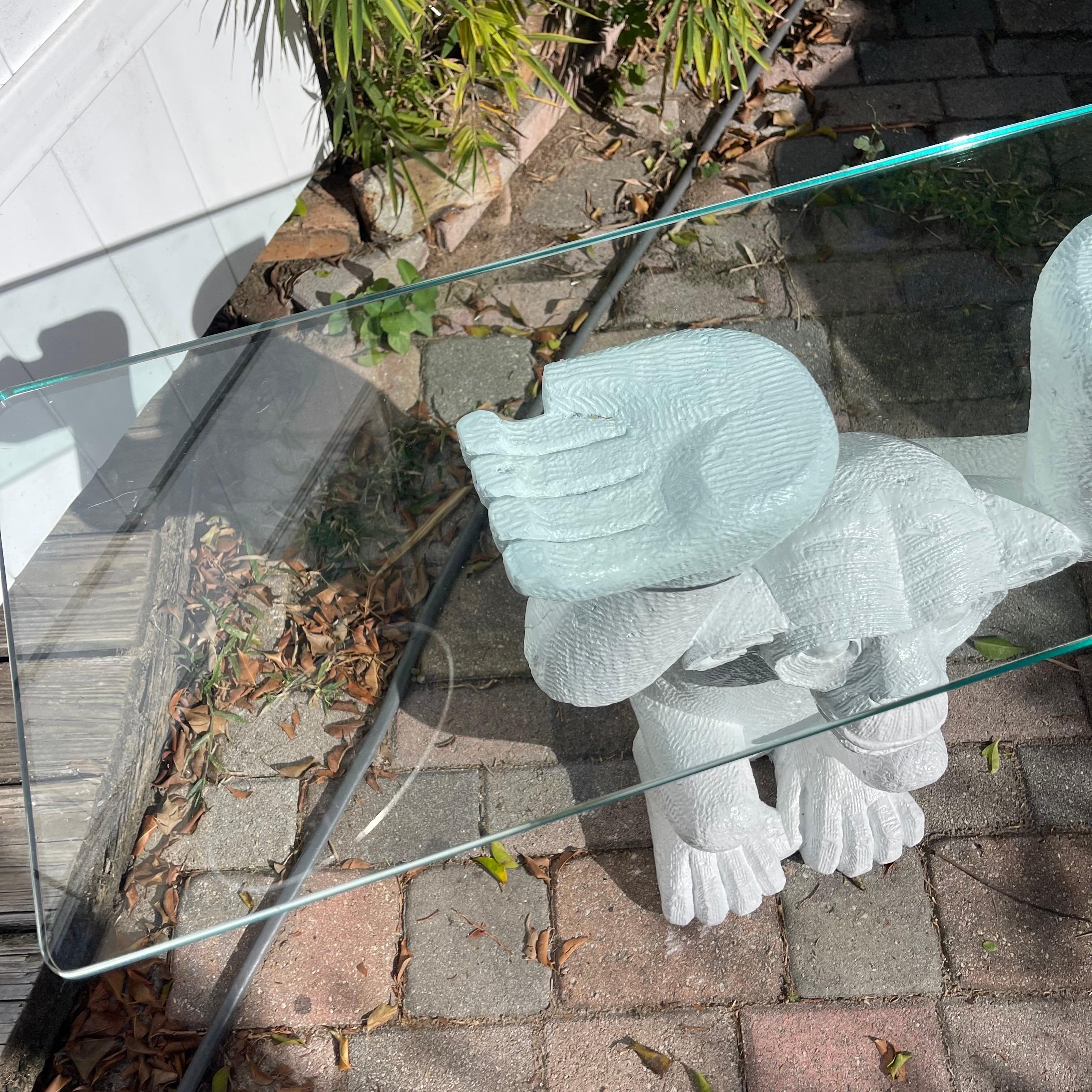 1970s Monkey Form Composite & Glass Console Sofa Table en vente 5