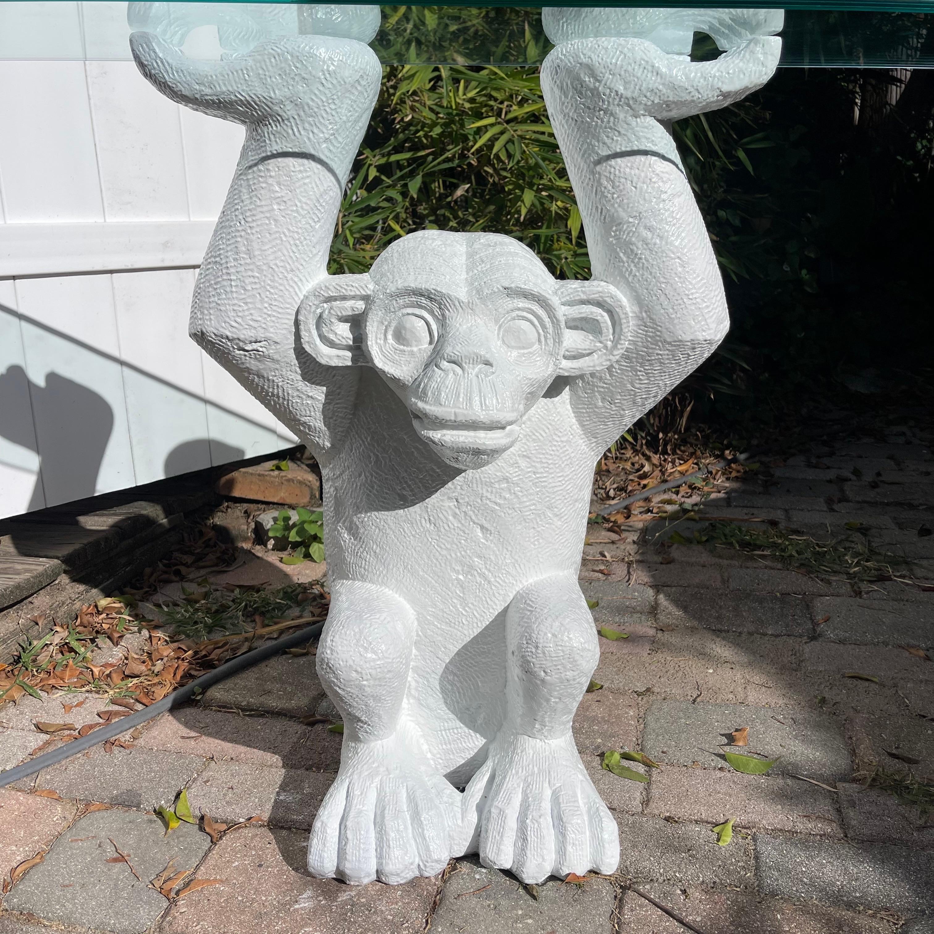 1970s Monkey Form Composite & Glass Console Sofa Table Bon état - En vente à Jensen Beach, FL