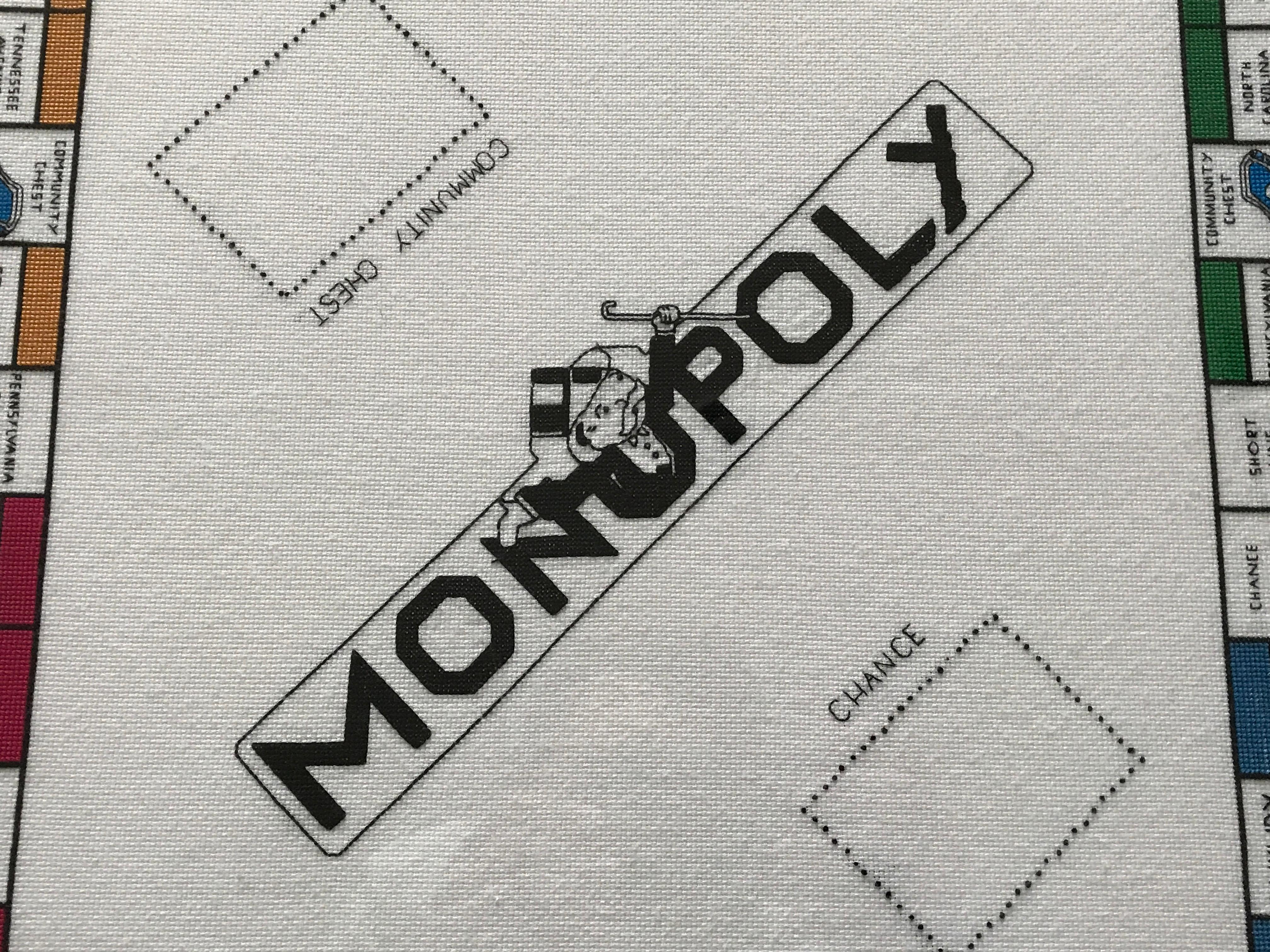Modern 1970s 'Monopoly' Needlepoint Game Board, Framed