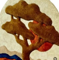 1970s Monumental Circular Tree of Life Tufted Fiber Art Wall Hanging