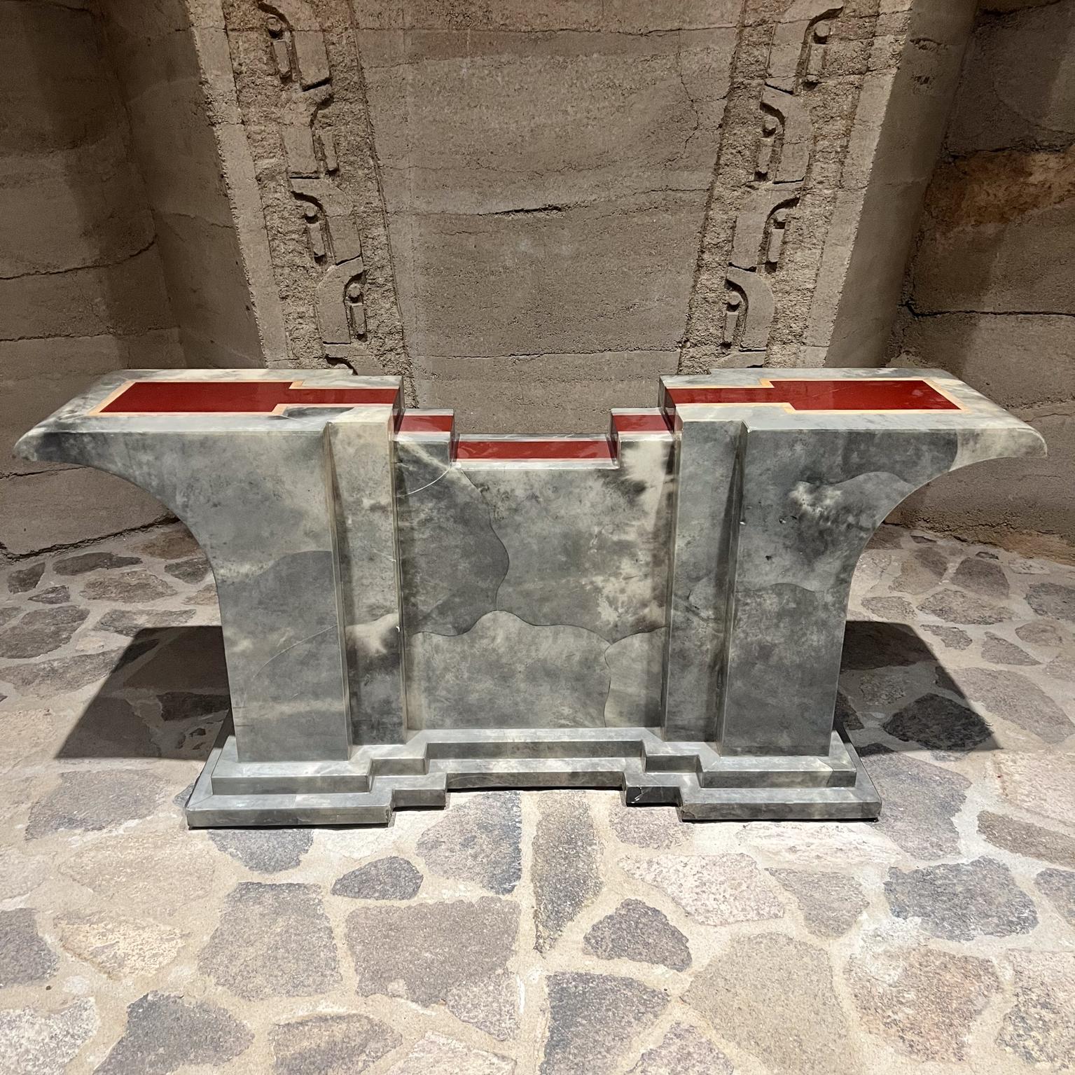 1970er Jahre Monumentaler Tischsockel aus Ziegenleder Karl Springer-Taller Maria Teresa Mendez im Angebot 2