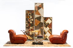 1970s Monumental Italian Boxing Glove Lounge Chairs in Cognac Leather