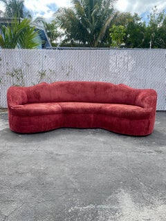 1970s Monumental Maroon Schiaparelli Velvet Curved Sofa