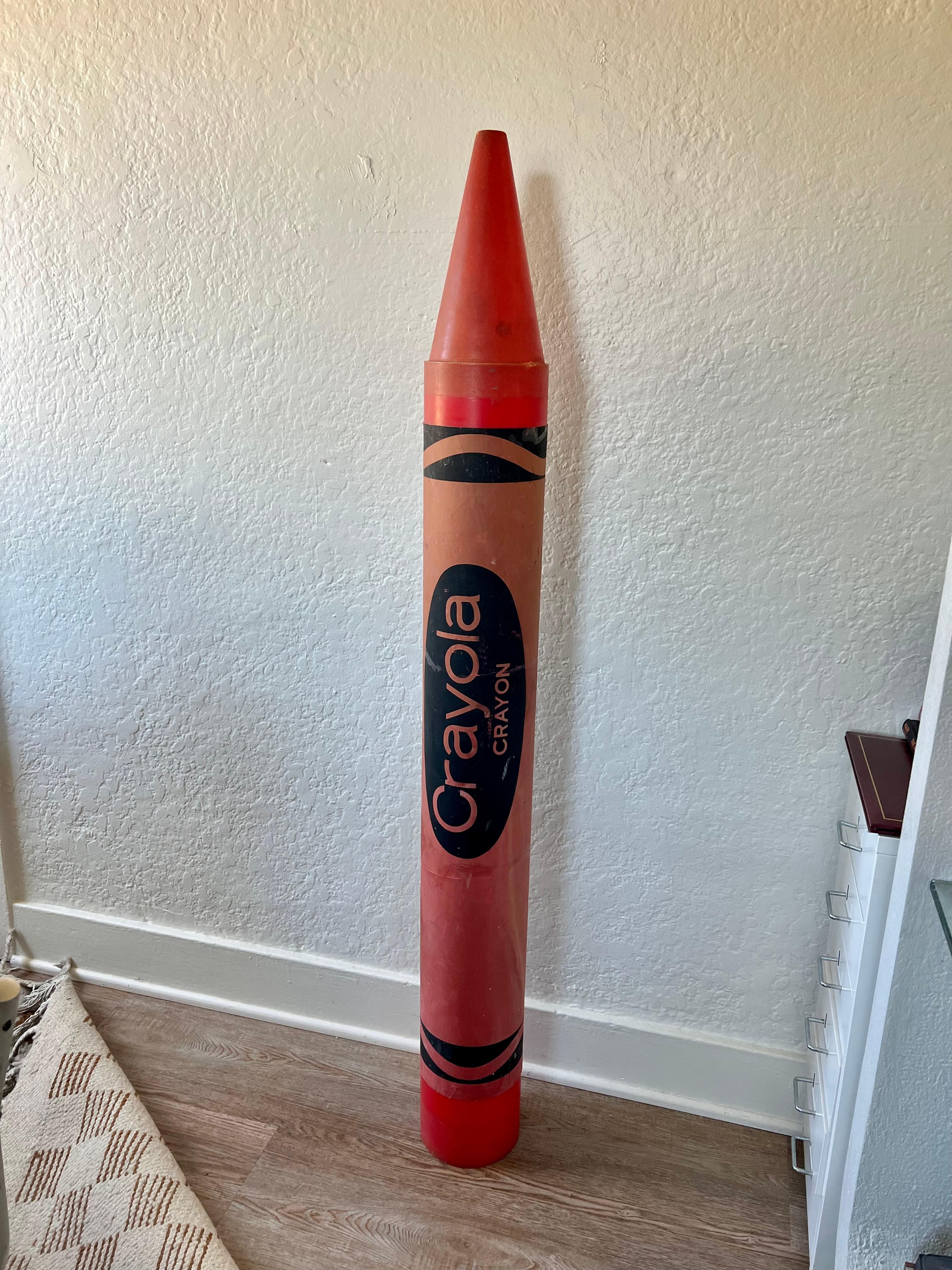 Original Monumental Giant Crayola Crayon by Binney & Smith in conjunction with THINK BIG! condition is fair. The wrapper has been trimmed to use original paper to graft holes and parts with more wear. Some spots and fading. Priced accordingly and