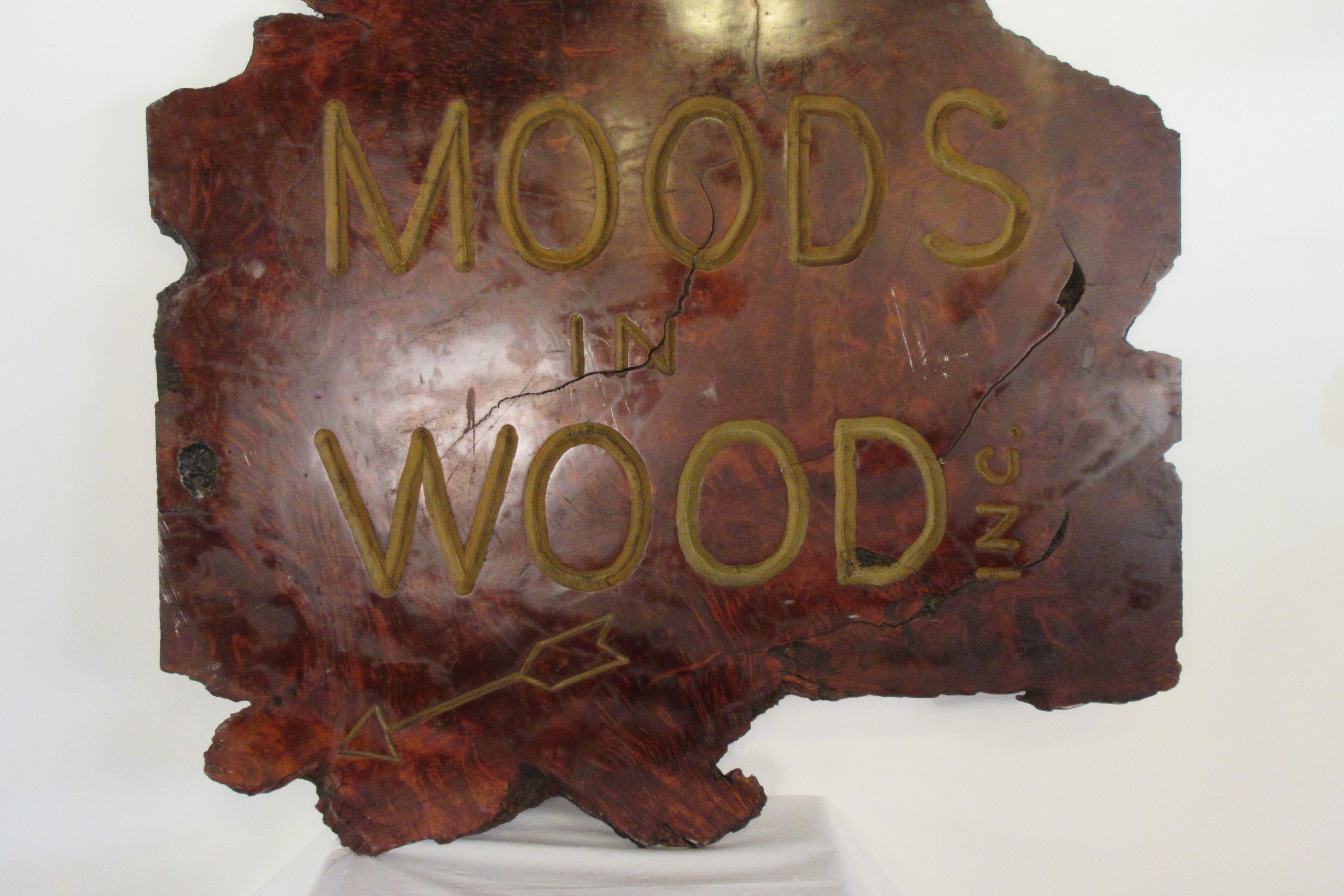 1970s Moods In Wood Sign For Sale 11