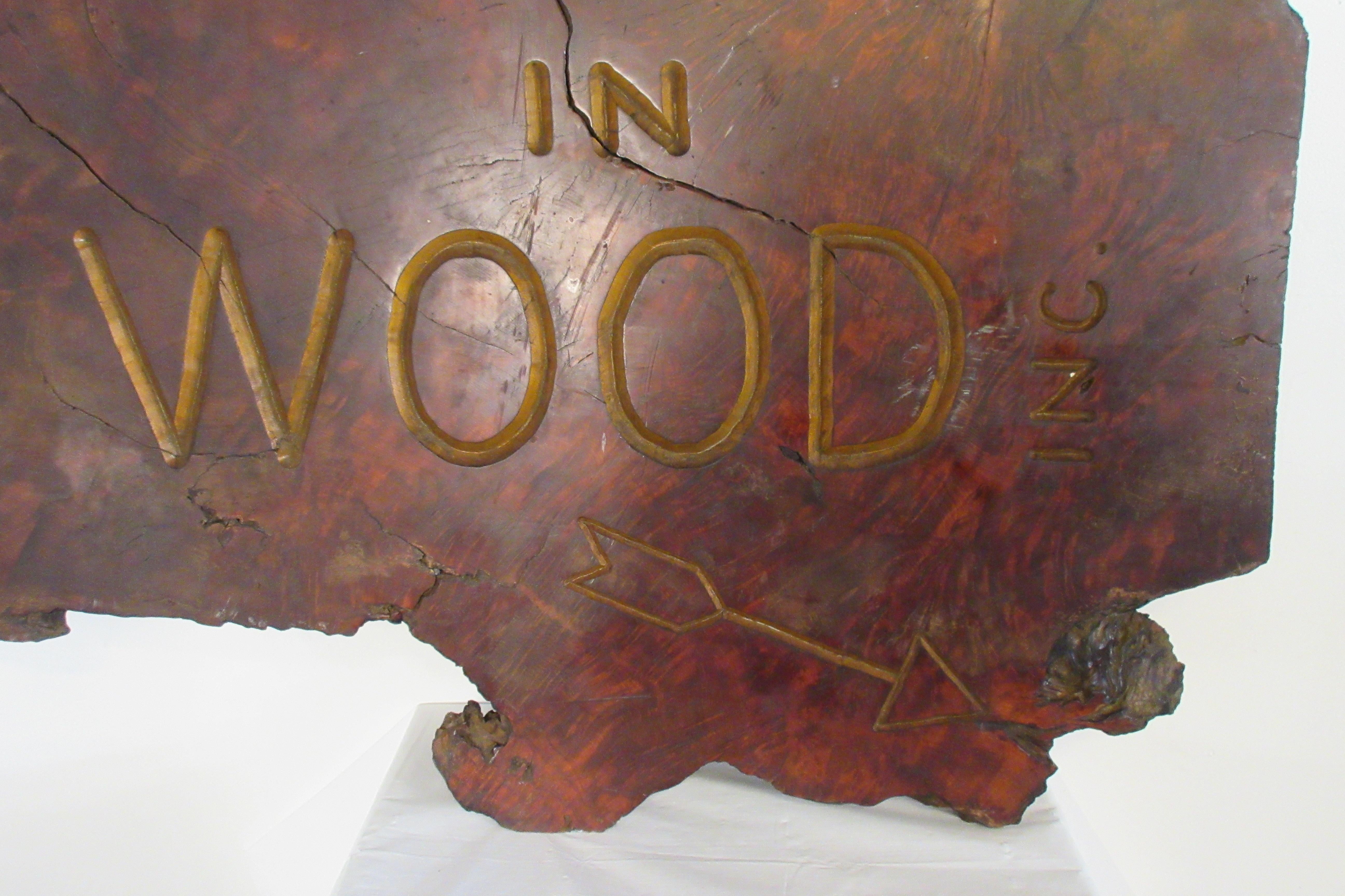 1970s Moods In Wood Sign In Good Condition For Sale In Tarrytown, NY