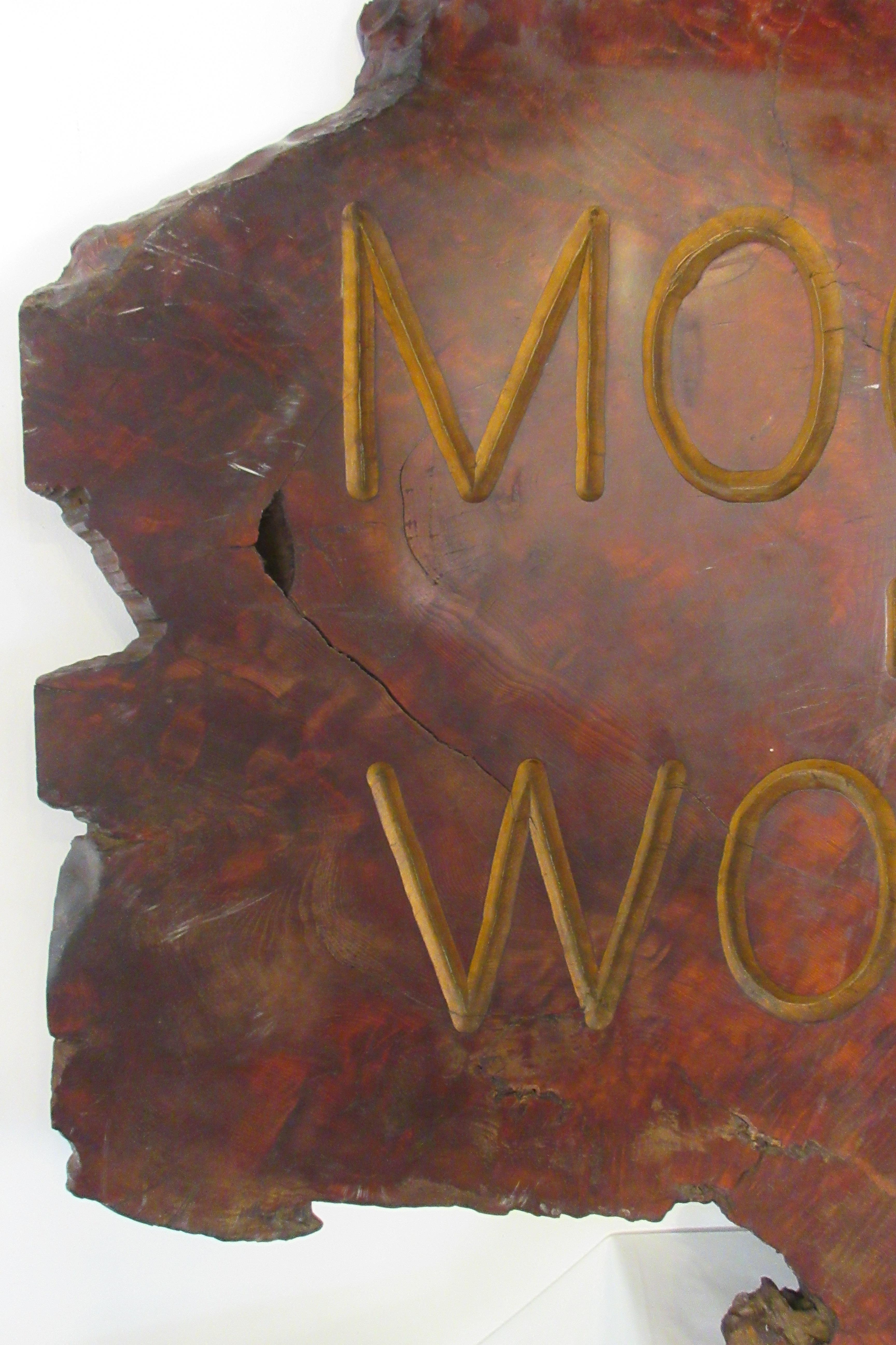Late 20th Century 1970s Moods In Wood Sign For Sale