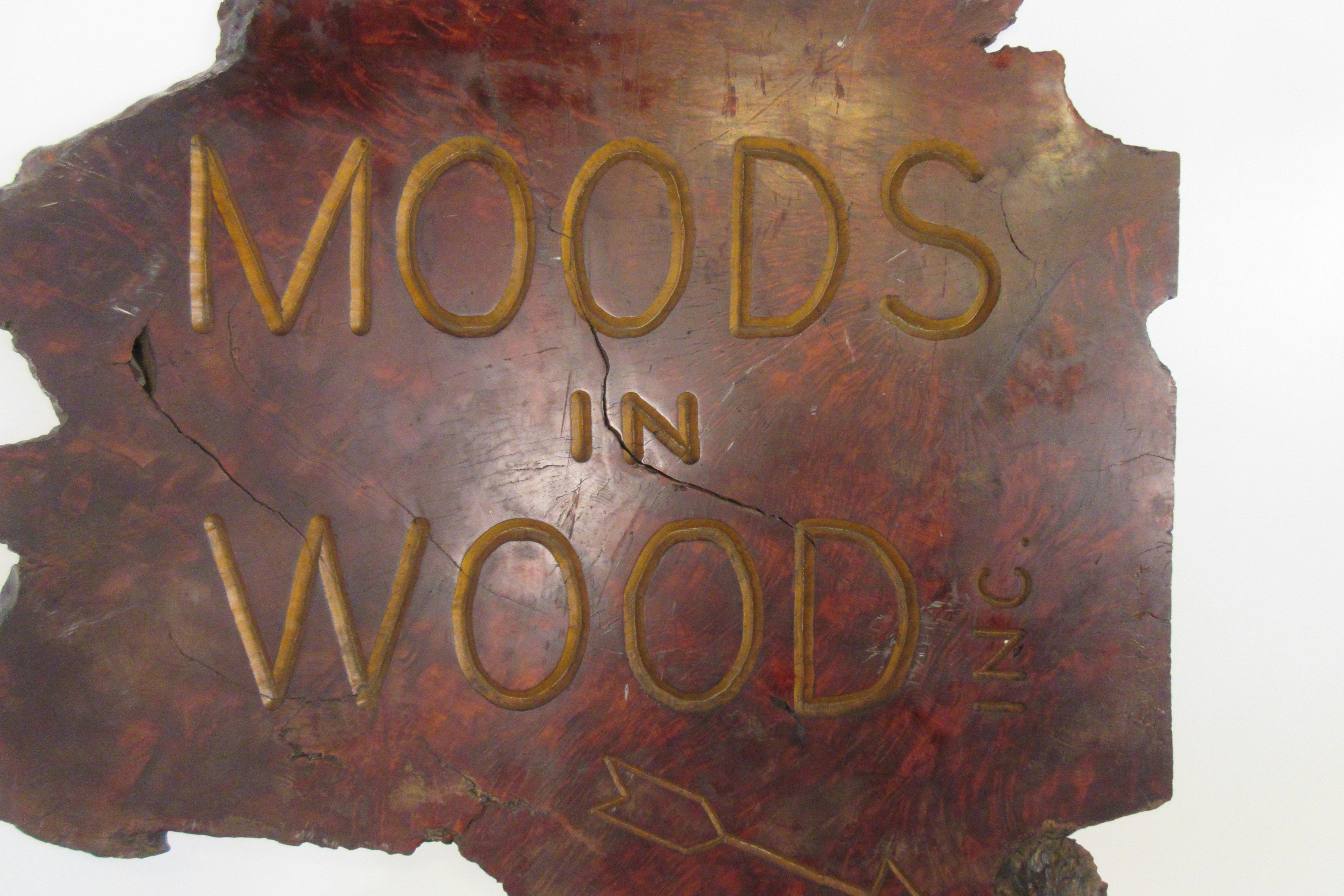1970s Moods In Wood Sign For Sale 2