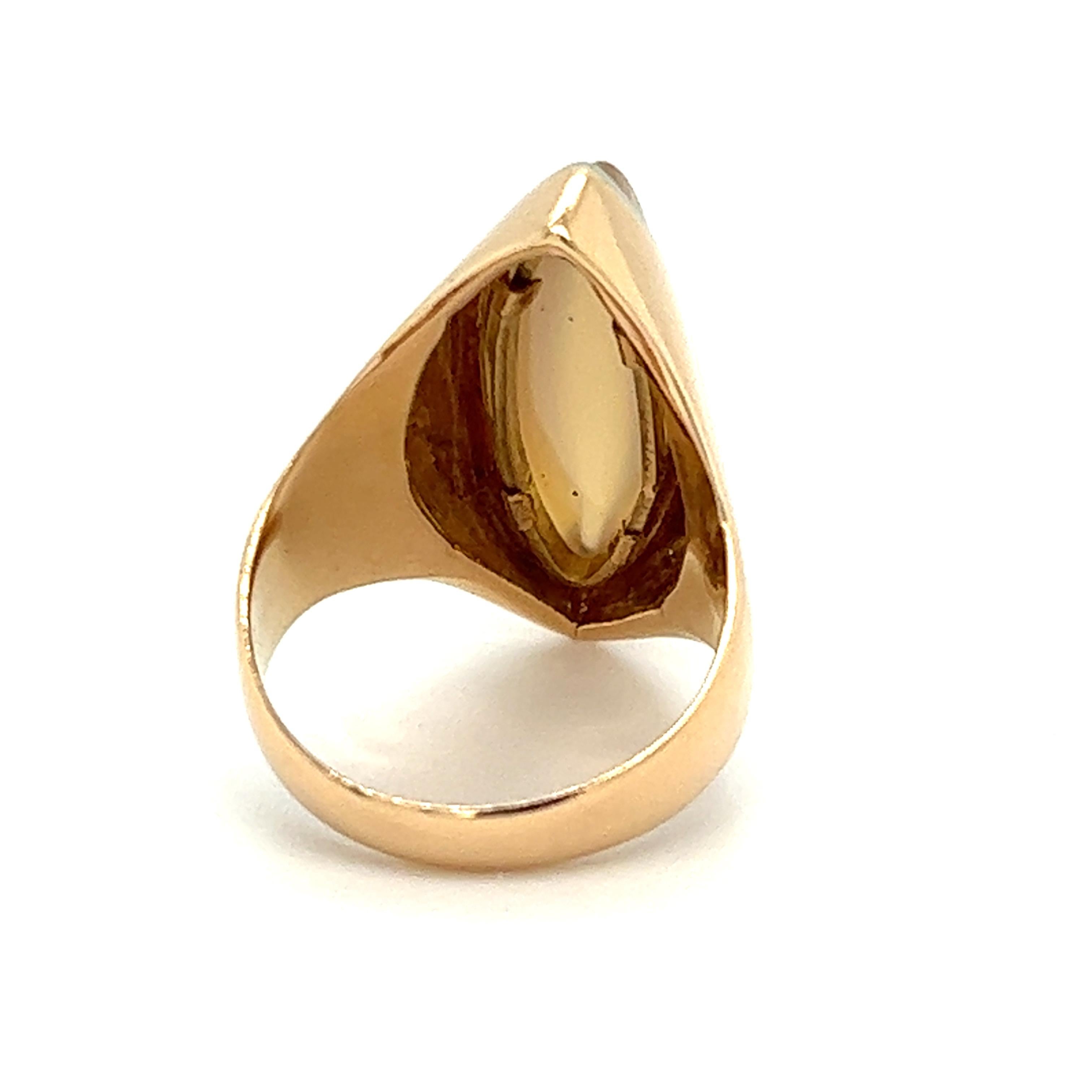 Modern 1970s Moonstone Dome Ring in 18K Yellow Gold For Sale