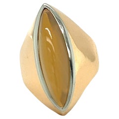 Vintage 1970s Moonstone Dome Ring in 18K Yellow Gold