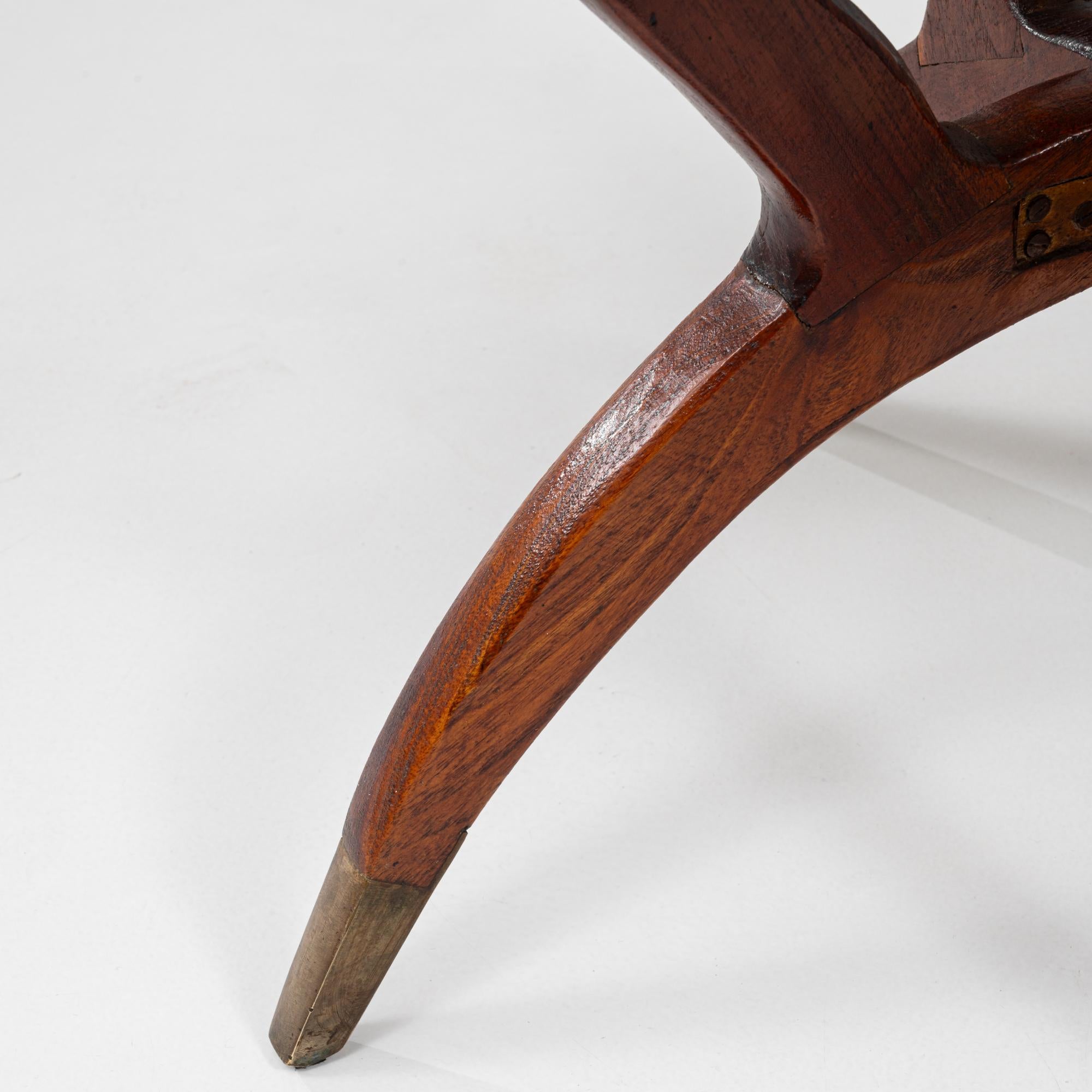 1970s Moroccan Mid-Century Walnut Coffee Table With Spider Legs and Bronze Top For Sale 6