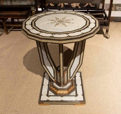 1970s Moroccan Octagonal Side Table with Mother-of-Pearl and Marquetry