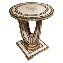 1970s Moroccan Octagonal Side Table with Mother-of-Pearl and Marquetry