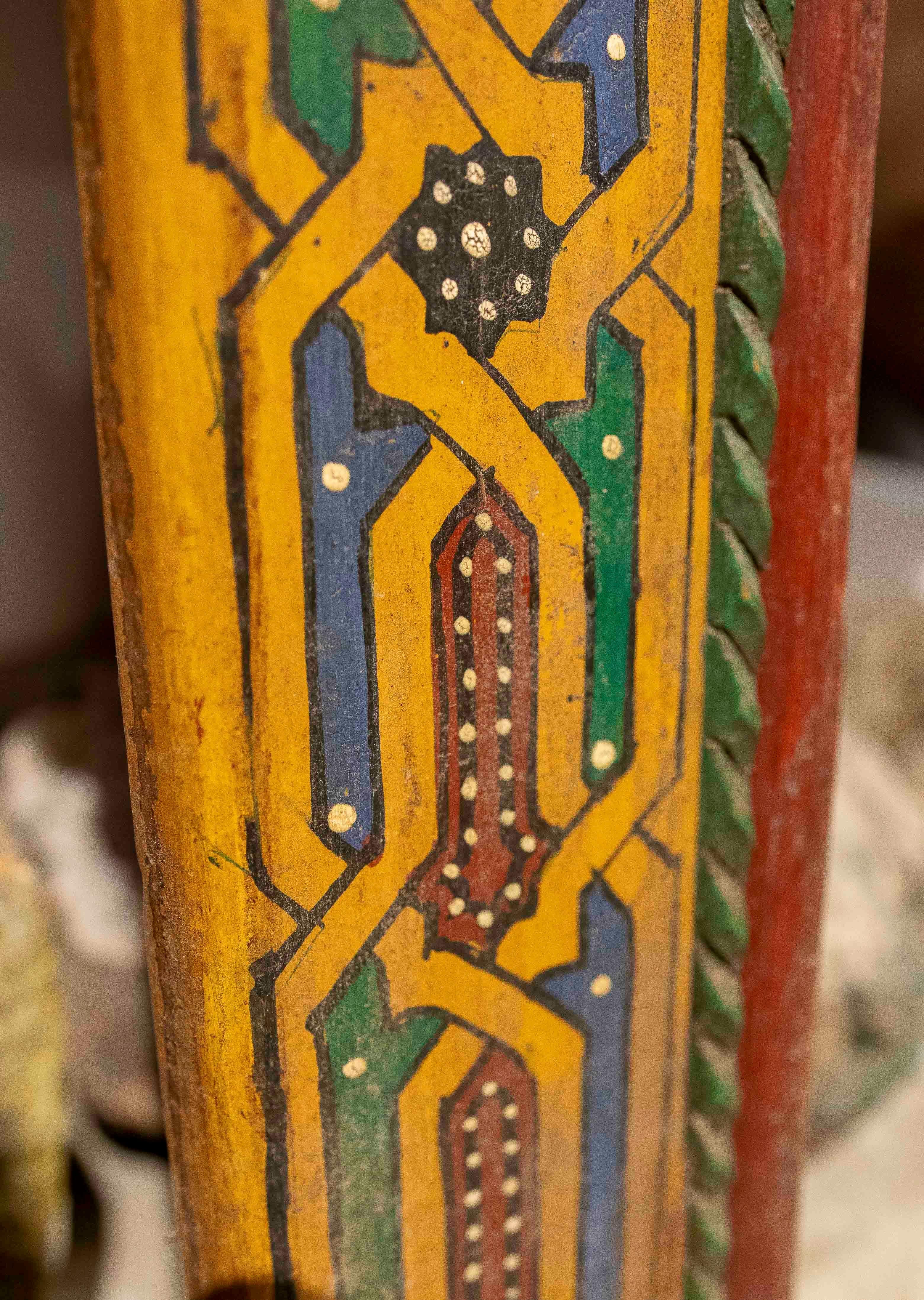 1970s Moroccan Polychrome Mirror with Handcrafted Geometric Design For Sale 5