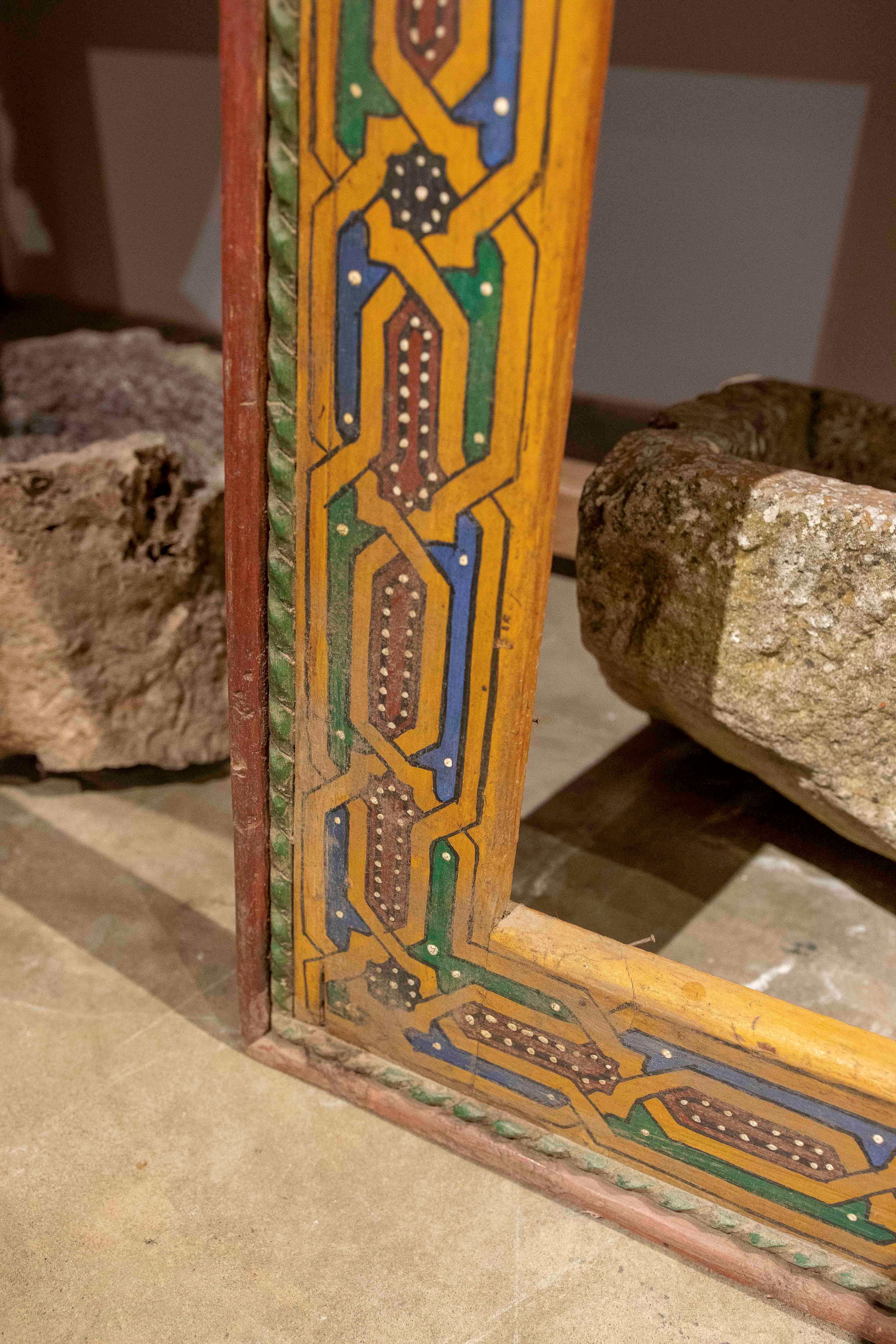 1970s Moroccan Polychrome Mirror with Handcrafted Geometric Design For Sale 6