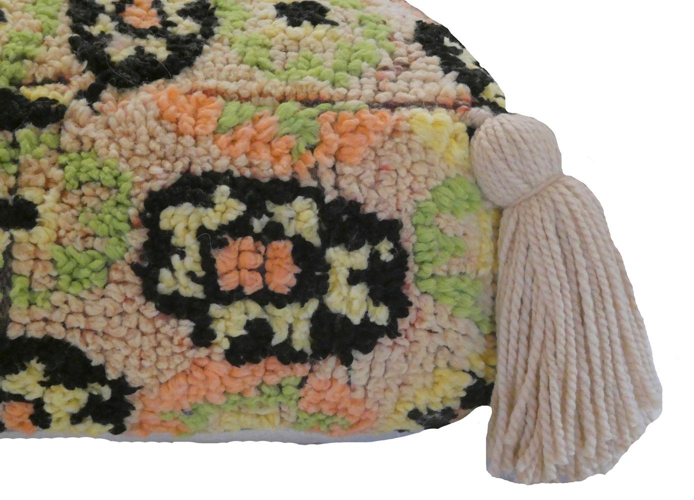 Cojín de suelo puf de lana marroquí vintage de los años 70 Tejido a mano en venta
