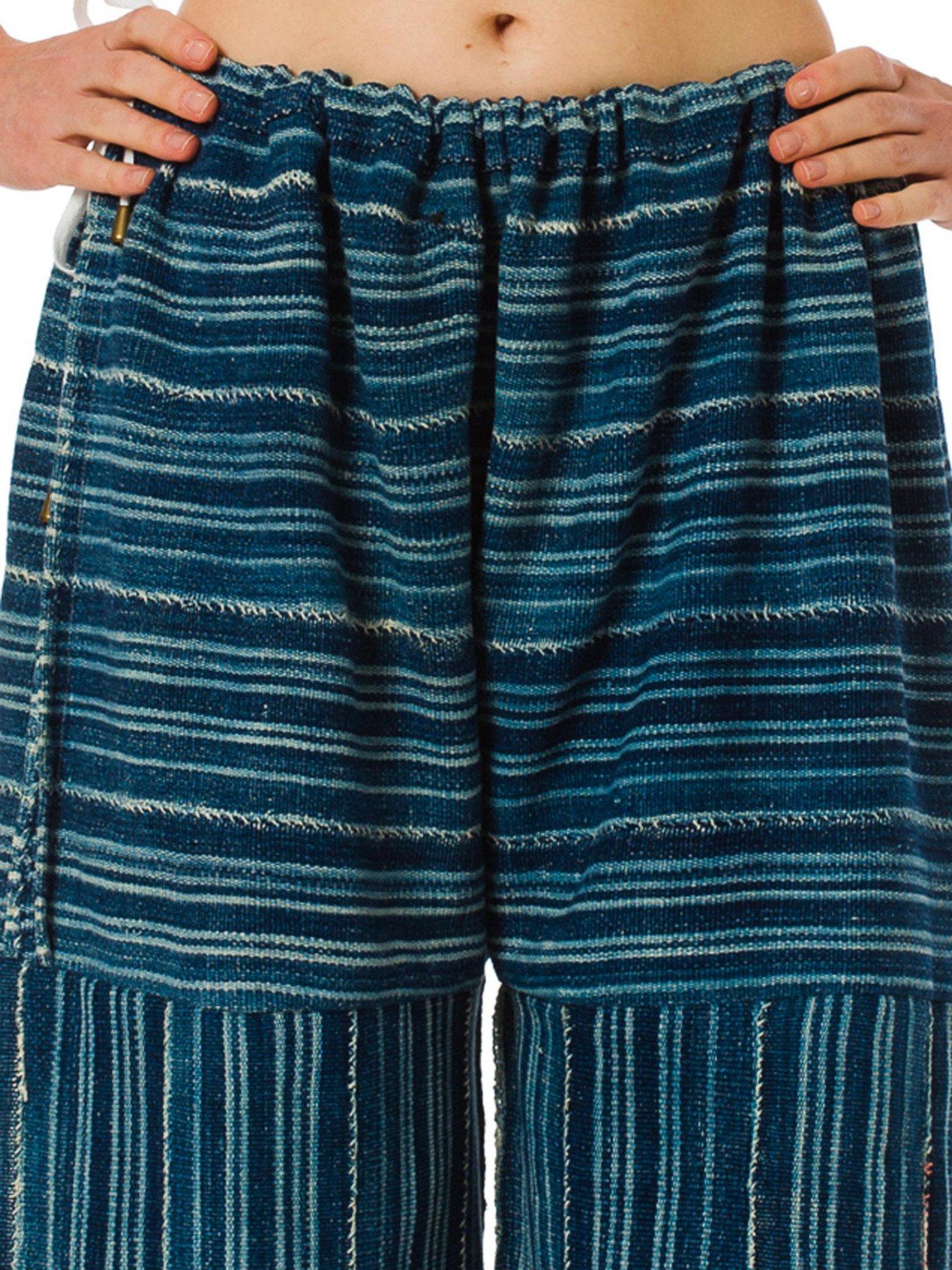 MORPHEW COLLECTION Indigo Blue Cotton Summer Palazzo Pants Made Of African Hand 2