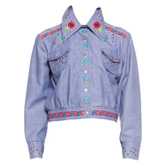 1970S Morphew Collection Embroidered Cotton/Poly  Western Studded