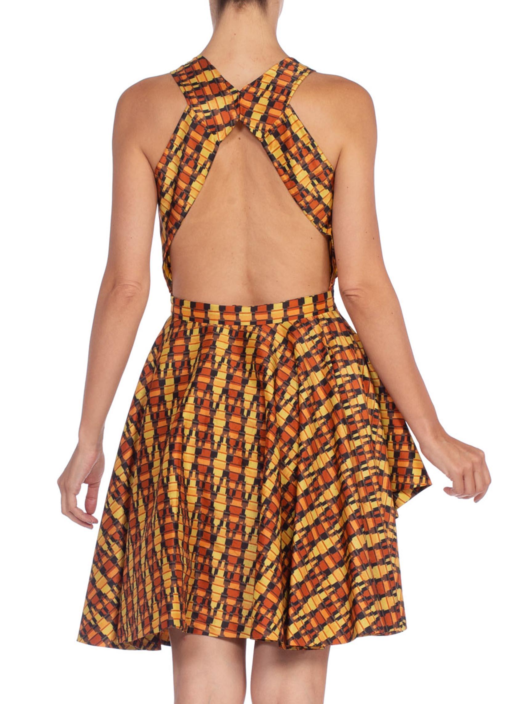 MORPHEW COLLECTION Hand Woven Silk Ikat Dress With Peek-A-Boo Front & Slit 6