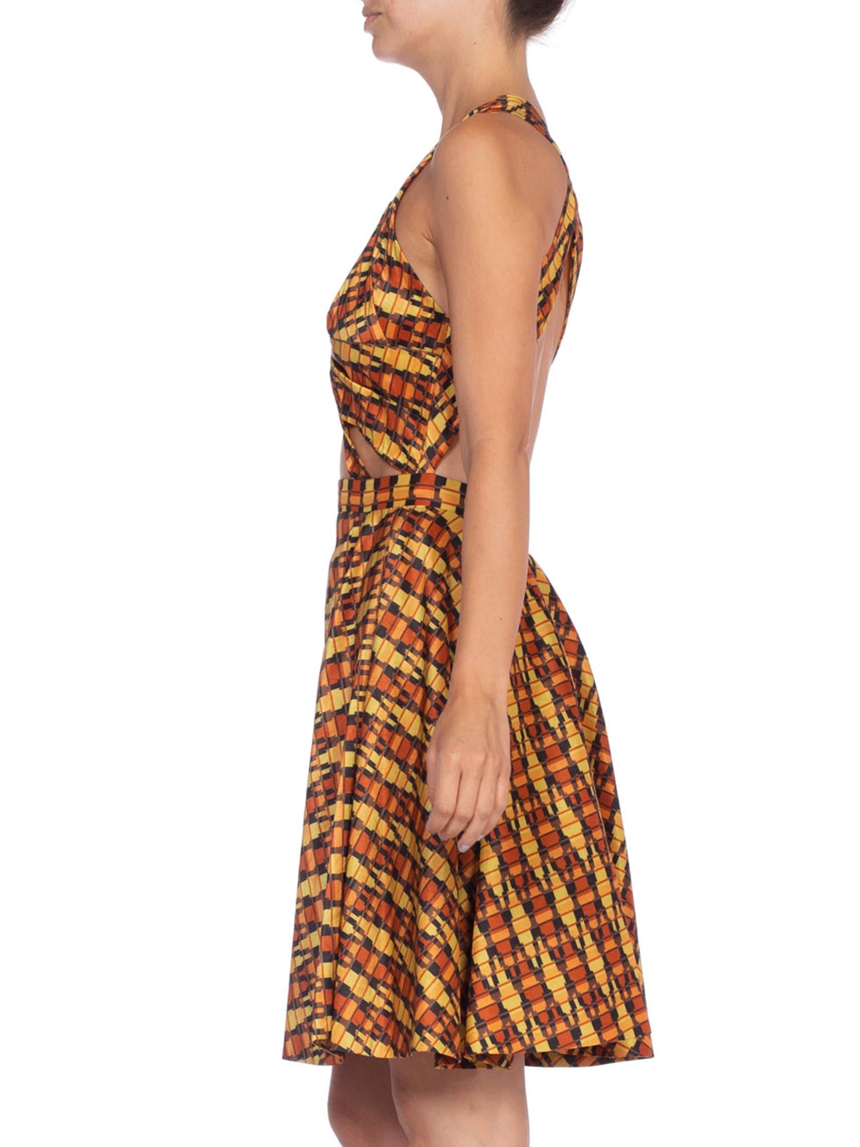 MORPHEW COLLECTION Hand Woven Silk Ikat Dress With Peek-A-Boo Front & Slit In Excellent Condition In New York, NY